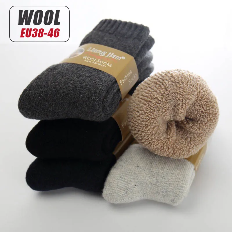 

Winter Warm Men's Wool Socks Super Thick Merino Wool Women's Socks Antibacterial Deodorant High Quality Fabric Snow Stockings