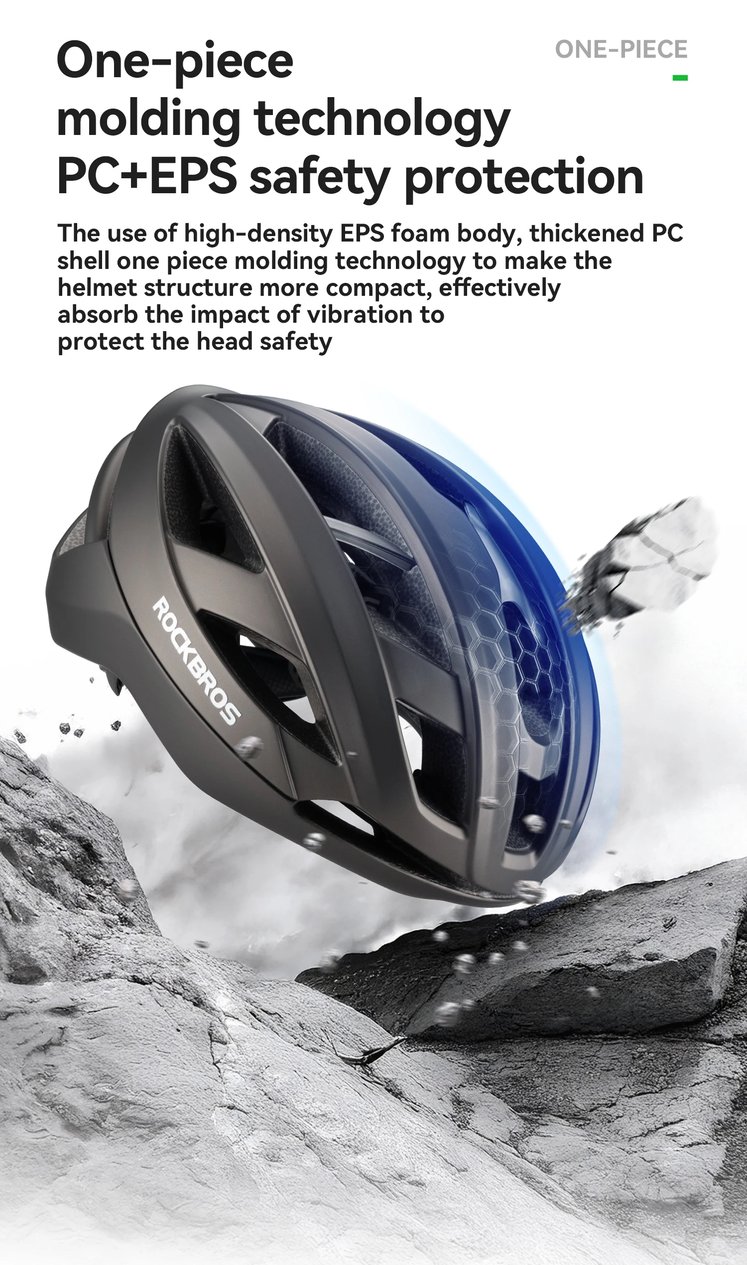ROCKBROS Kinder-Fahrradhelm, leicht, mit antibakteriellem Futter, Helm, 20 Luftführungslöcher, atmungsaktiver, belüfteter Helm – Detail 11