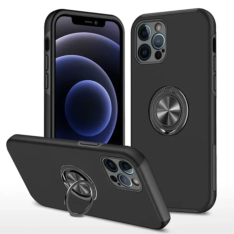 Magnetic Ring Holder Phone Case - Hard Shell Protective Cover