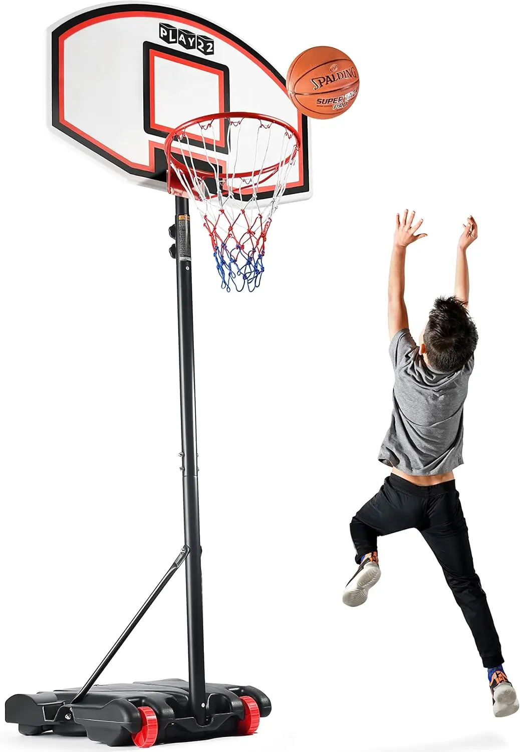 Adjustable Basketball Hoop 5-7 FT, Portable Basketball Goal with Stand & Wheels, Indoor Outdoor Play for Kids Teens Adults
