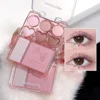 Heart-shaped 8-color eyeshadow tray with blush highlight - matte, glitter, high-gloss effect - pink, berry, brown, tone 1