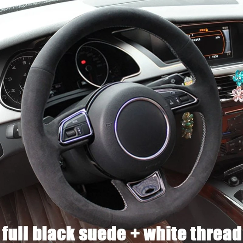 Car Steering Wheel Braid Cover For Audi A1 A3 A4 2015-2016 A7 2012-2018 S7 2013-2018 RS7 2014-2015 Suede Leather Car Accessories - 5