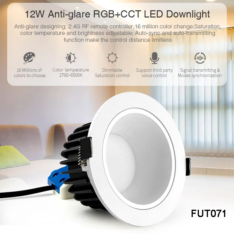 Miboxer 6W 12W 18W Anti-glare RGB+CCT LED Downlight AC100~240V Dimmable Smart LED Ceiling light Indoor lamp FUT070/FUT071/FUT072 flush mount lighting Downlights