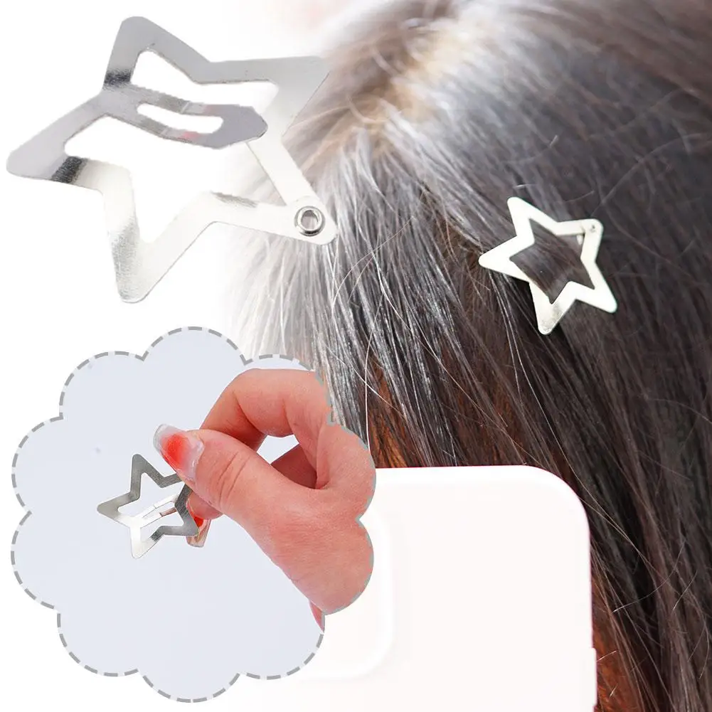 

1/2/5 Pcs Silver Star BB Hairclips Cute Star Mini Metal Snap Clip Barrettes Women Simple Pentagram Hairpin Hair Accessories