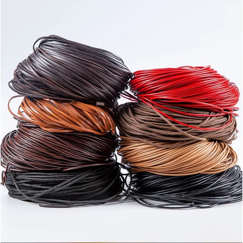 Retro Genuine Leather Cord 3/4/5/6/8mm Flat Strand Cow Leather Rope Fit Necklace Bracelet DIY Jewelry Making Accessories 5Meters diy jewelry findings