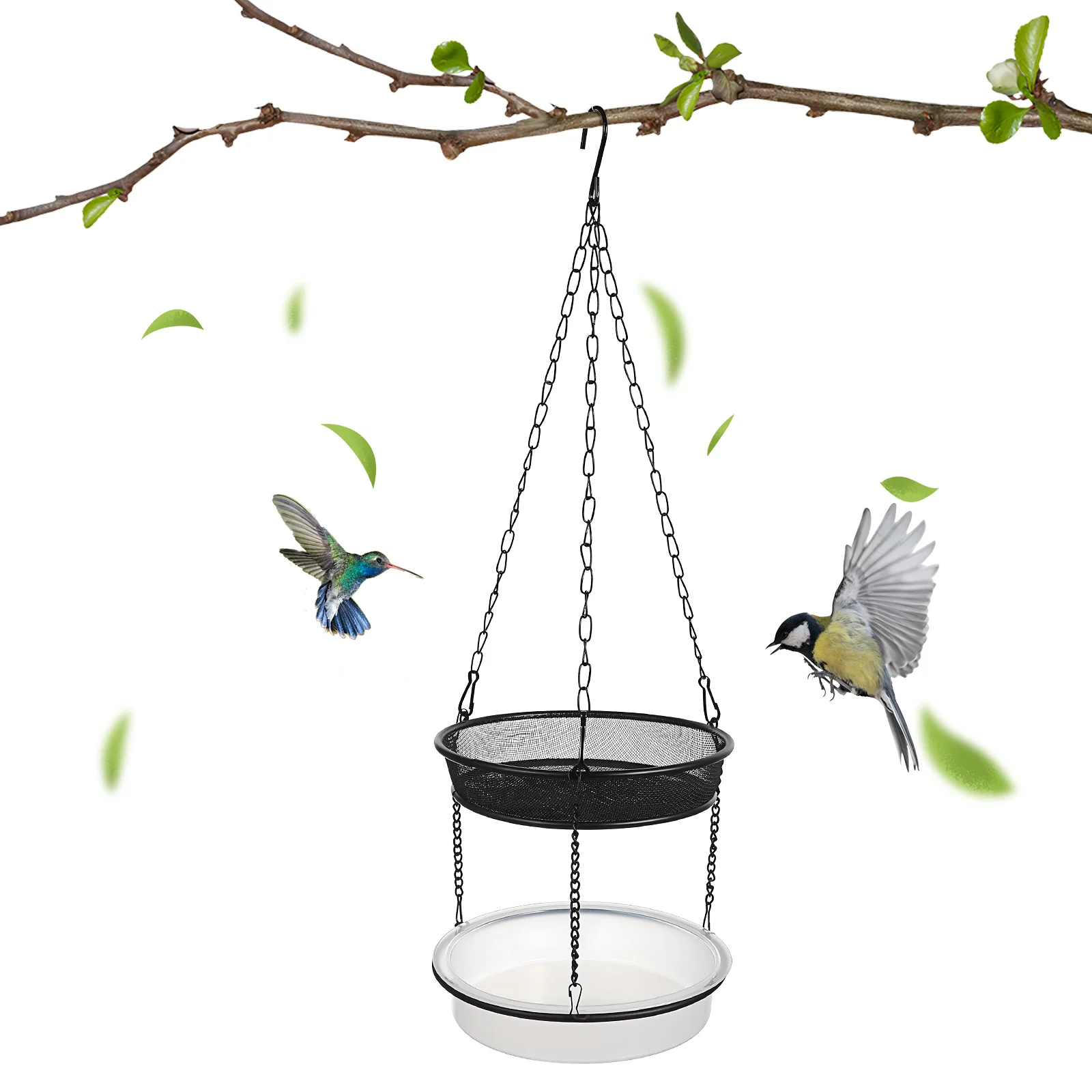 Double Tray Bird Feeder Wrought Iron Bird Feeder Hanging Outdoor Crow Pigeon Feeders Platform Balcony Garden Pet Products