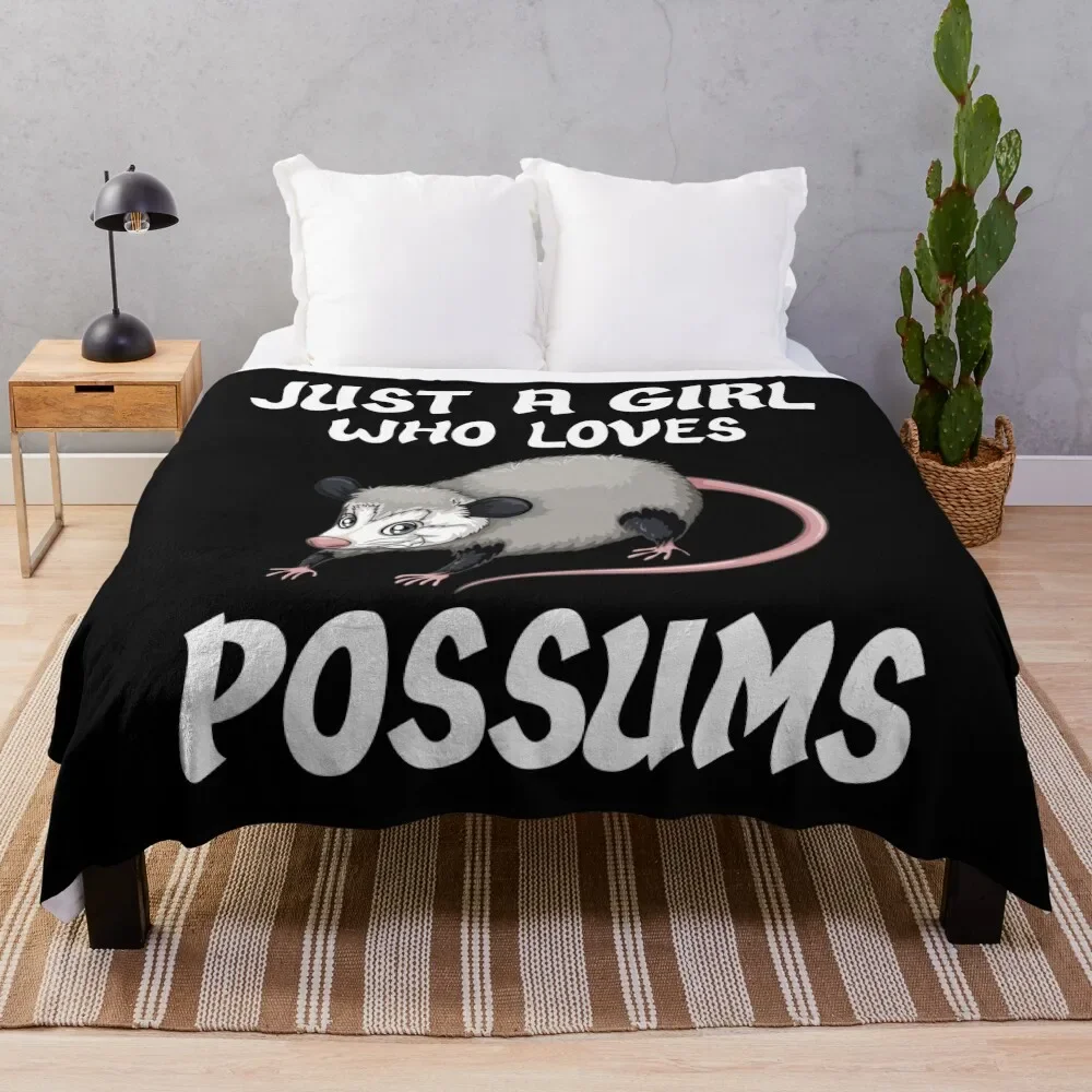 

Just A Girl Who Loves Possums Throw Blanket Decorative Throw funny gift Blankets