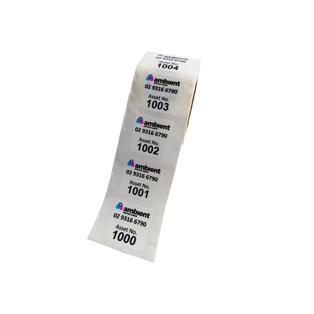 맞춤형 디자인 보증 VOID 스티커, 흰색 VOID 제거, 변조 방지, 방수 일련 번호 라벨, 1000 개, 50x50mm