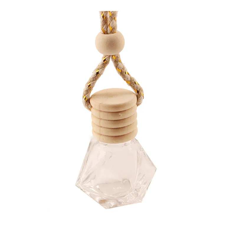 10 Stks 8 ml Zwart Opknoping Auto Luchtverfrisser Fles Lege Auto Essentiële Olie Diffuser Flessen Hanger Zwart Glas Parfum Flessen Aromatherapie Geur Fles Auto Ornamenten Decor (afgeplat