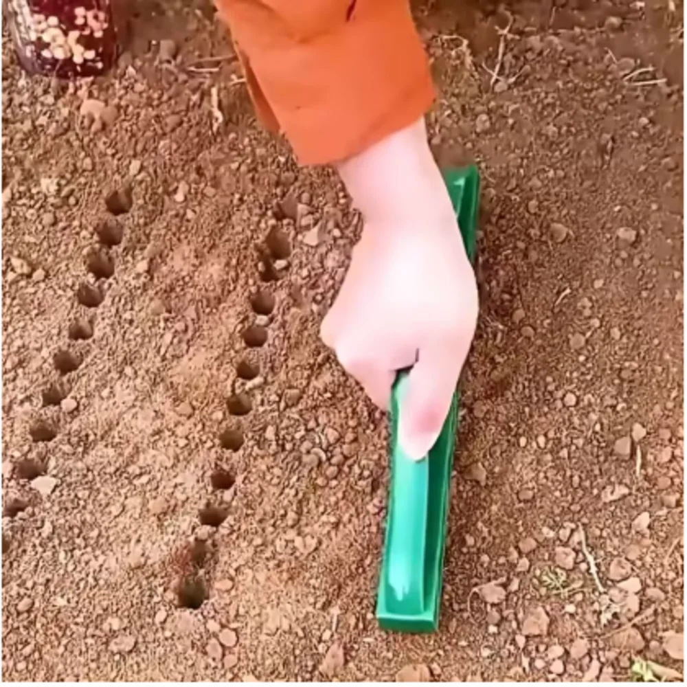 Seminatrice Manuale per Giardinaggio, Seminatrice a 12 Fori con Distanziatore di Semi e Strumento per Semina, Seminatrice per Fiori, Attrezzo per Semina a Fori - immagine 3
