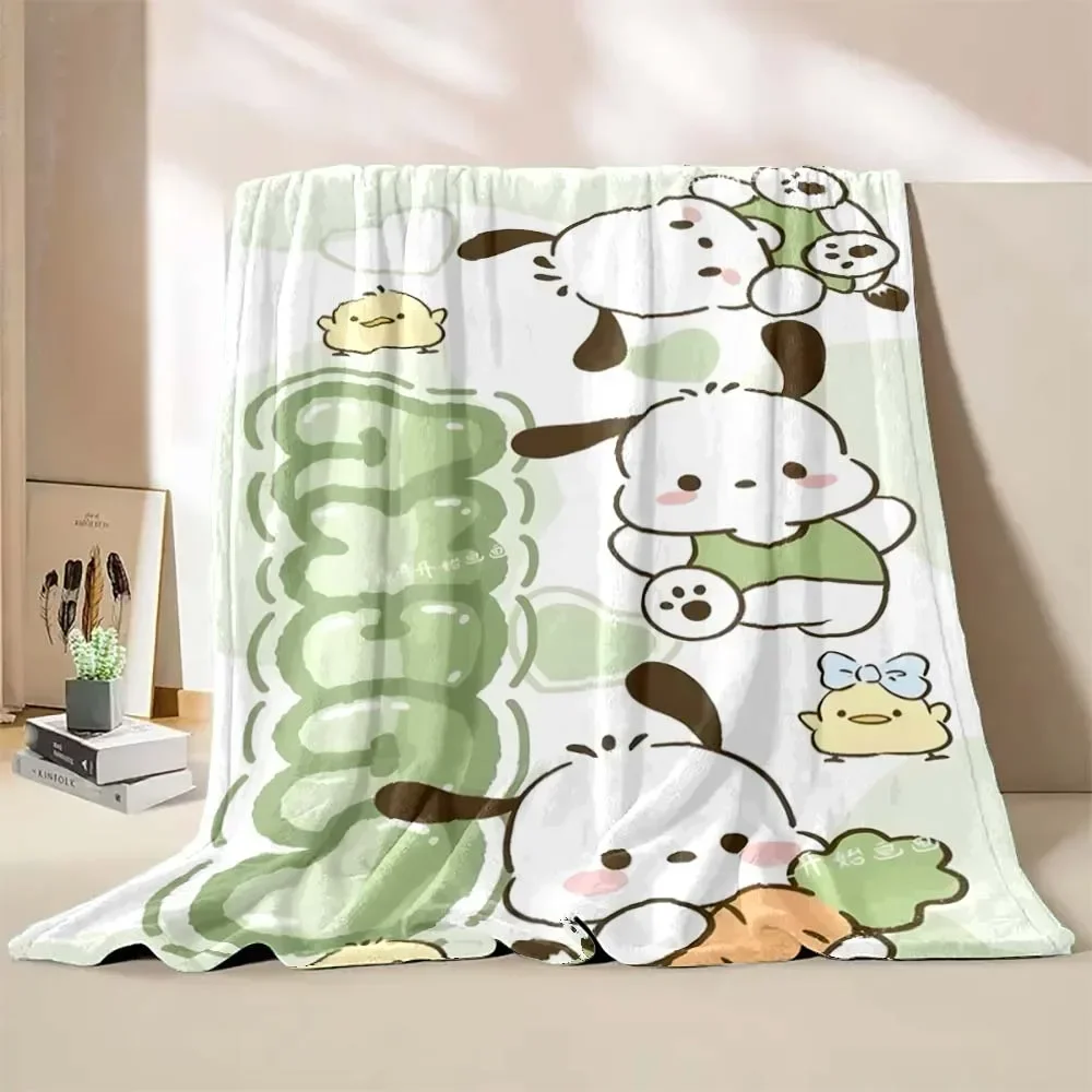 Japanese Pochacco Blanket Sanrio Flannel Fluffy Throw Camping Blanket for Children Sofa Throw Blanket Modern Fashion Gift Miniso 5