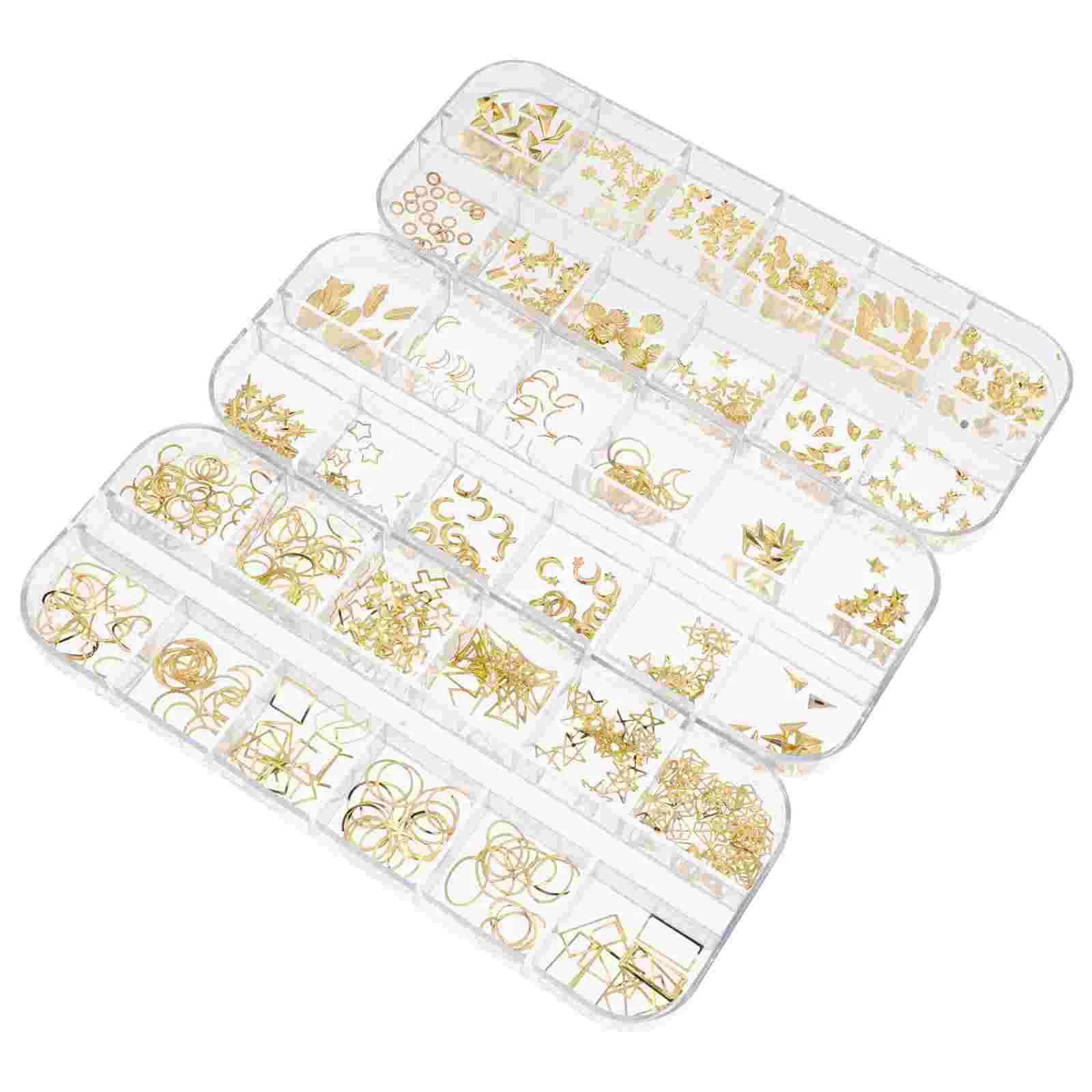 

3 Boxes Filler Epoxy Enclosure Nail Manicure Kit Resin Open Bezels Alloy Filling Accessories