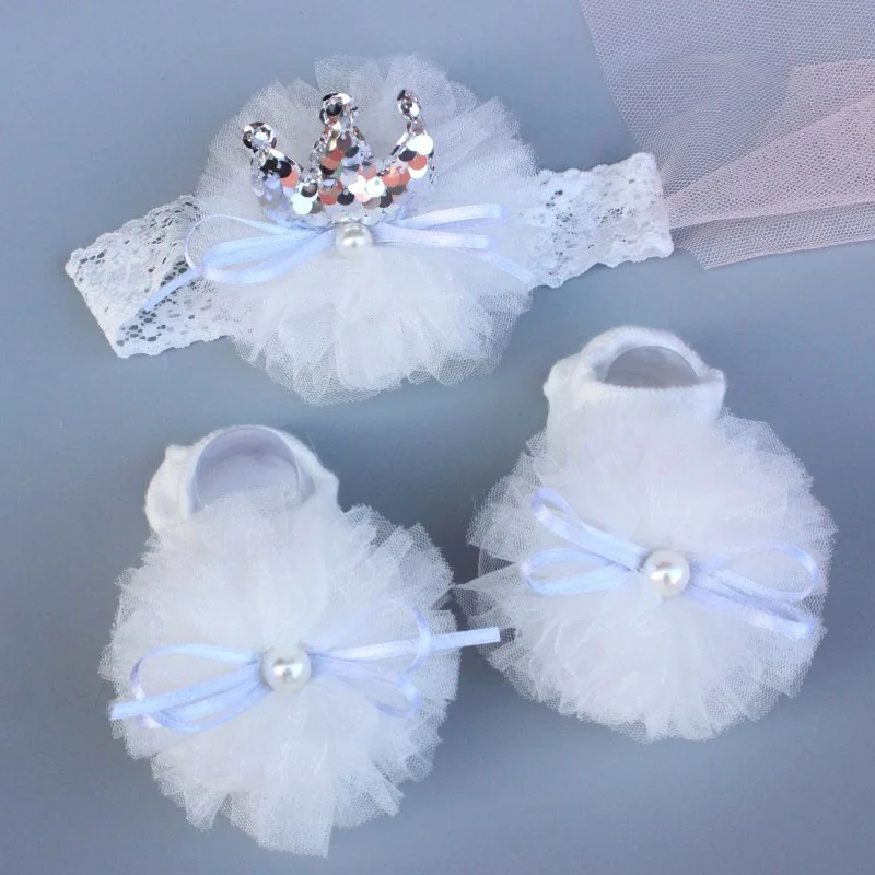 Baby Headband Set Headband Sock Crown Flower Headband Boat Socks Floor Socks