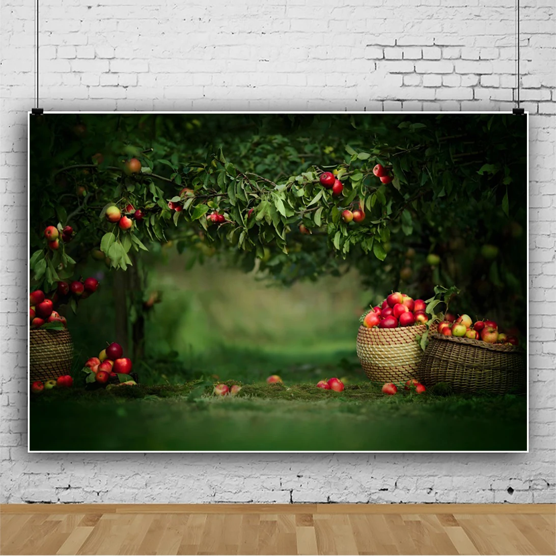 

Apple Portrait Backdrop for Photo Studio Orchard Landscape Green Trees Fruit Stand Background Photography Photoshoot Props