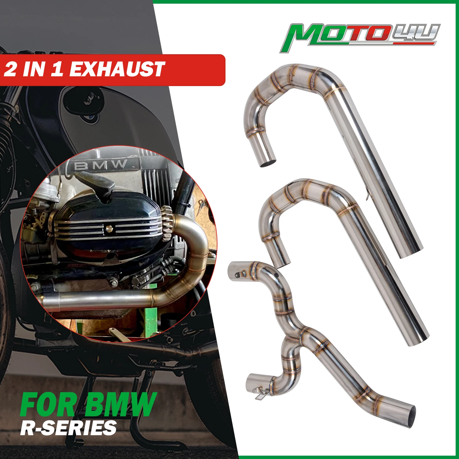 MOTO4U For BMW R-Series R45 R65 R75 R80 R100 Cafe Racer Front Exhaust ...
