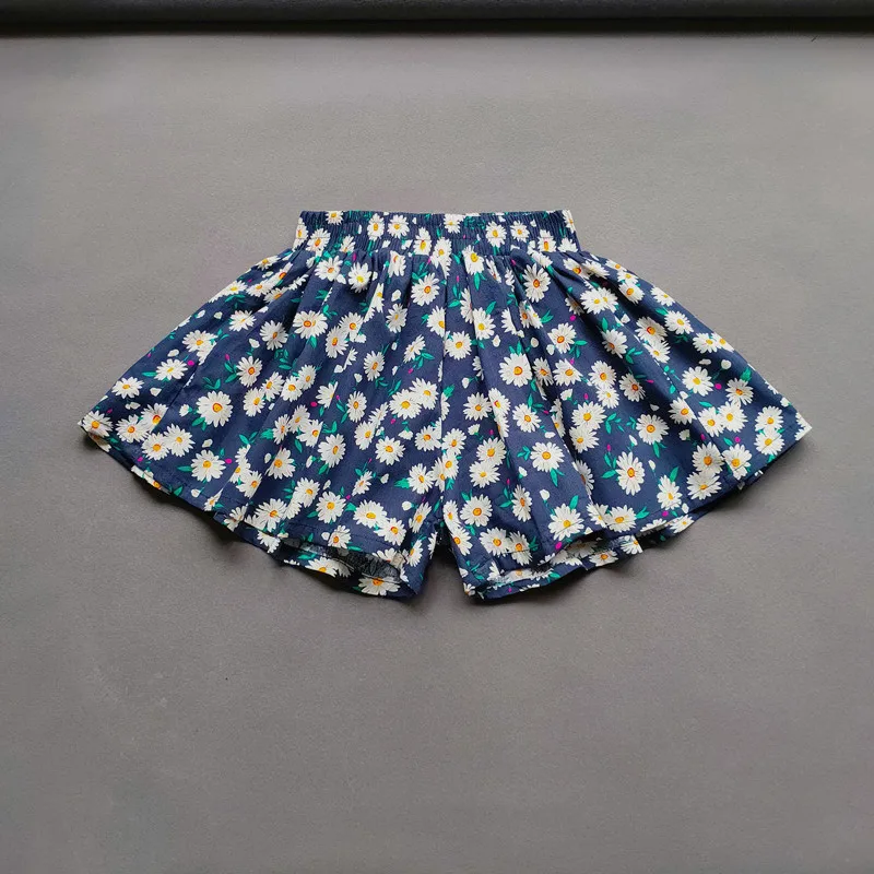 Baby Girls Flower Culottes Summer Sweet Fashionable Children's Floral Wide-Leg Hot Pants Kids Girls Mini Shorts 3