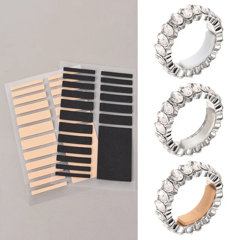 PrettySet】Transparent Silicone Ring Adjuster Invisible Inner Adhesive  Sticker Size Adjustment Pad Square Non-slip Self-adhesive