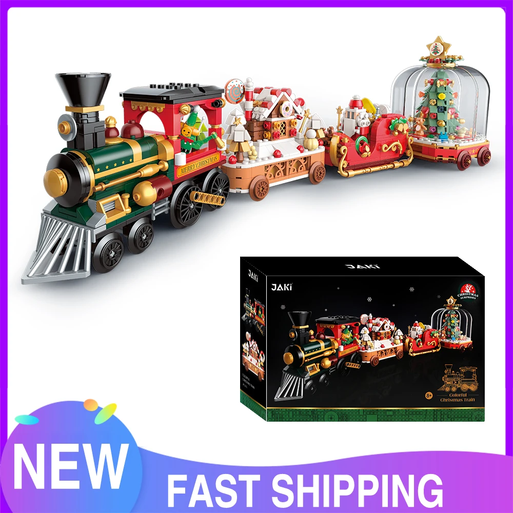 Jaki 5165 Technical Train Building Block The Winter Holiday Train Model Assembly Brick Christmas Train Toys Regalo Di Natale Per Bambini