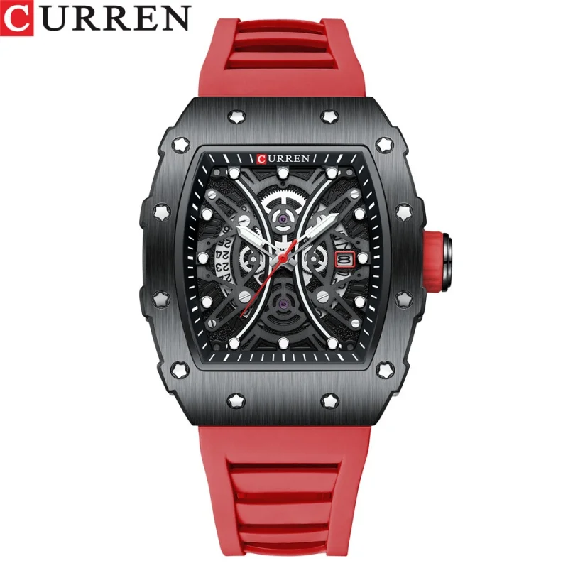 CURREN 8363 Orologio da uomo al quarzo, orologio da polso da uomo con cinturino in acciaio inox, tre quadranti ausiliari, cronografo secondi microsecondi, data calendario, impermeabile, lancette