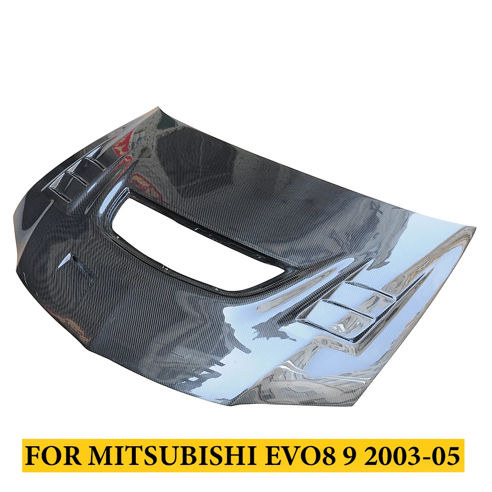 

For Mitsubishi EVO8 EVO9 2003-2005 Carbon Fiber Front Engine Hood Cover Bonnet Auto Tuning