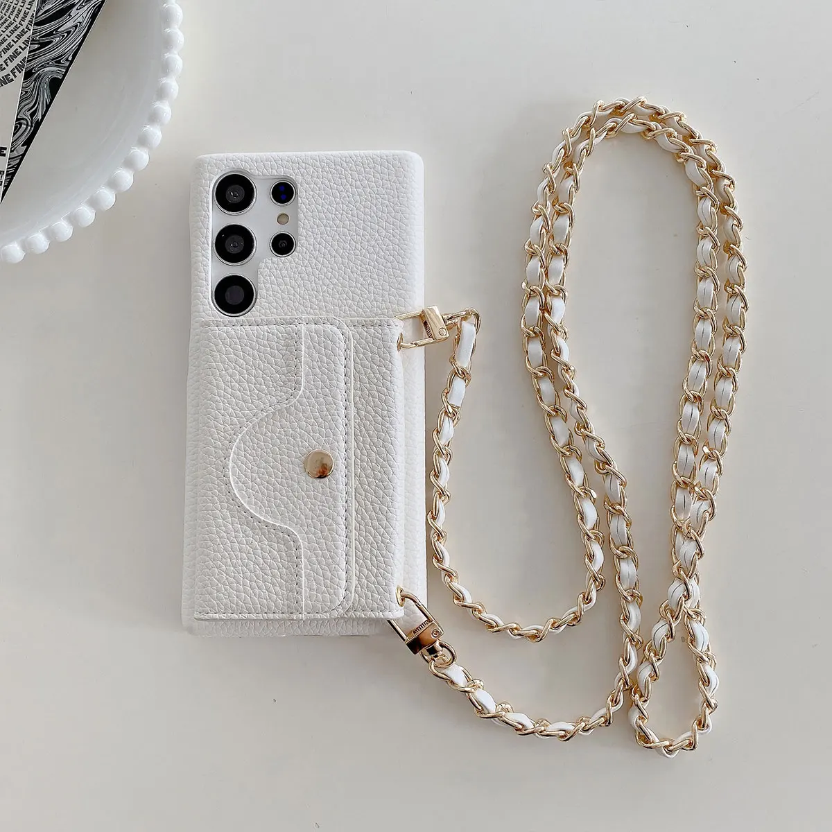 Luxurious Leather Litchi Skin Card Holder Case - PU Fashion Cover