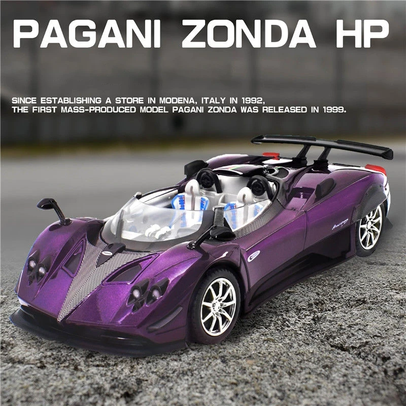1:24 Pagani Zonda HP Barchetta Supercar Alloy Car Model Sound and Light Pull Back Children's Toy Collectibles Birthday gift 4