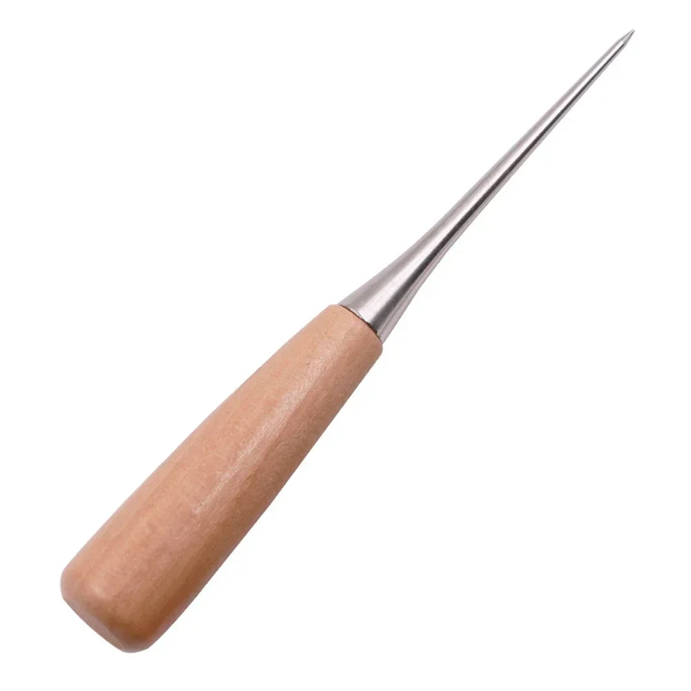 Professional Leather Awl Precise Punching and Positioning Tool Comfortable Wood Handle Rust Resistant Stainless Steel
