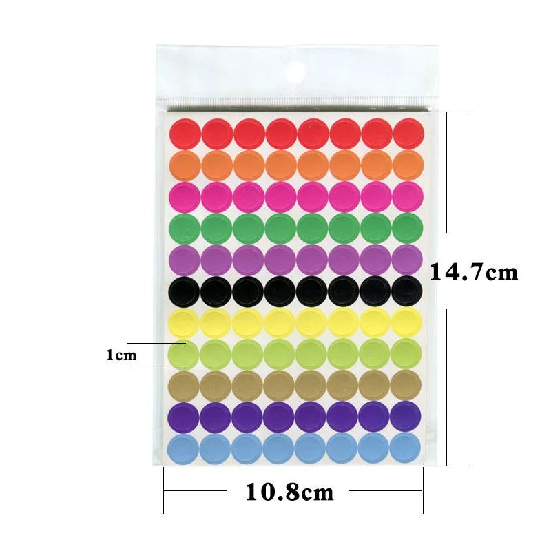 Vibrant Multisize Colored Dot Stickers for Decoration and Crafts