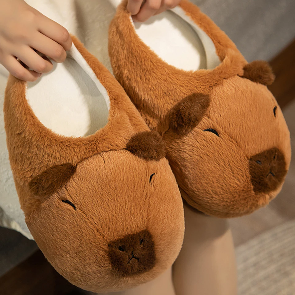 Plush Capybara Slippers for Women Comfortable Soft