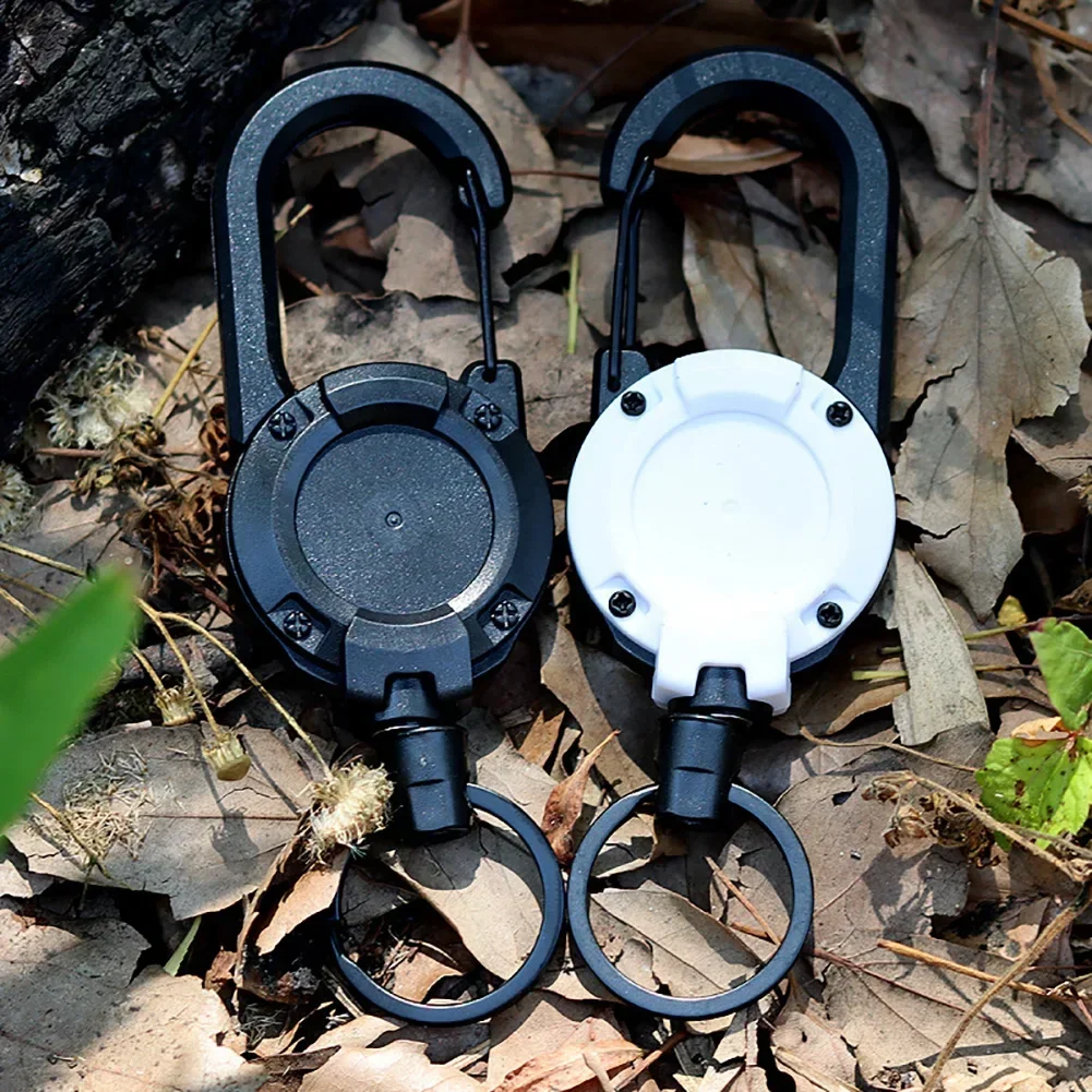 Climbing Carabiner Keychain Key Ring Outdoor Badge Reels Heavy Duty Retractable Pull Badges ID Reel Carabiner Key Chain Steel Wire Rope Buckle Key Holder Outdoor Keychain Tools
