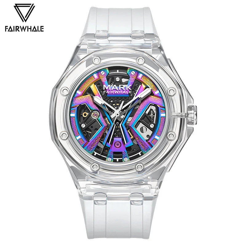 2023 Hot Luxury Brand Mark Fairwhal Fashion Men Automatic Watches Transparent dial Men Mechanical Wristwatches Sport Waterproof