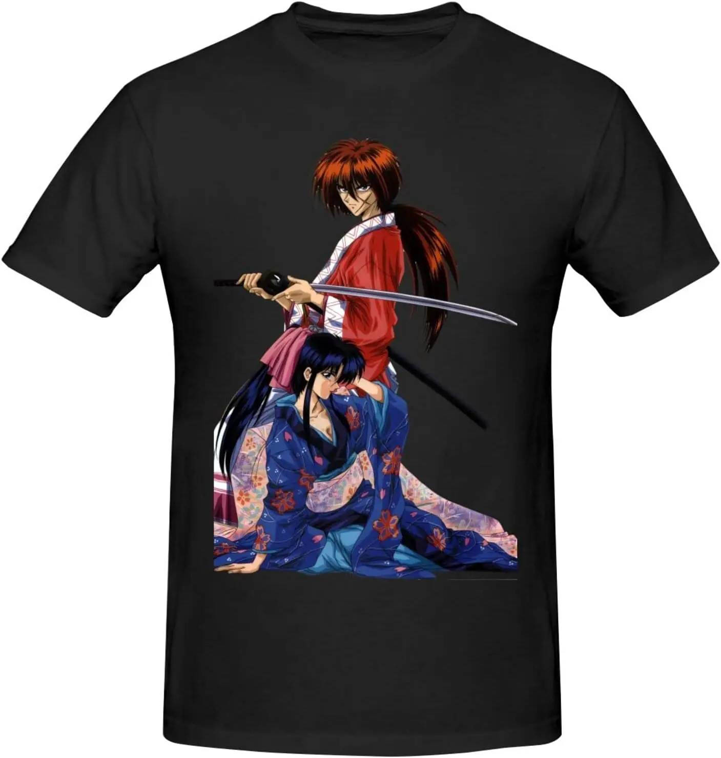 

Рубашка Rurouni Kenshin, Мужская персонализированная футболка с коротким рукавом и круглым вырезом, крутые повседневные топы, глубокий Хезер