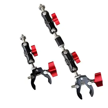 1 set di accessori per fotografia, super morsetto in metallo per fotocamera con braccio magico a doppia testa a sfera per supporto per telefono con microfono leggero per monitor