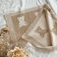 

Baby Blanket 100% Cotton Knitting Cartoon Little Bear Soft Breathable Newborn Blanket Spring Autumn Thin Babies Swaddling Quilt