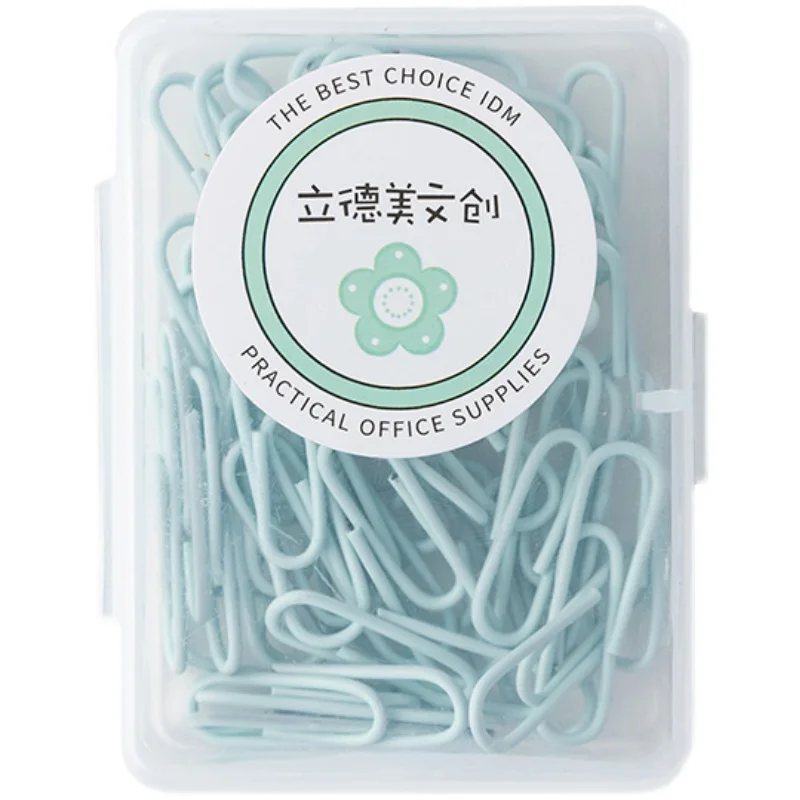 Paper Clips MOHAMM 20/50 PCS Macaron Colored Metal Paper Clips Box For Photo Album File Information Office School Supplies
