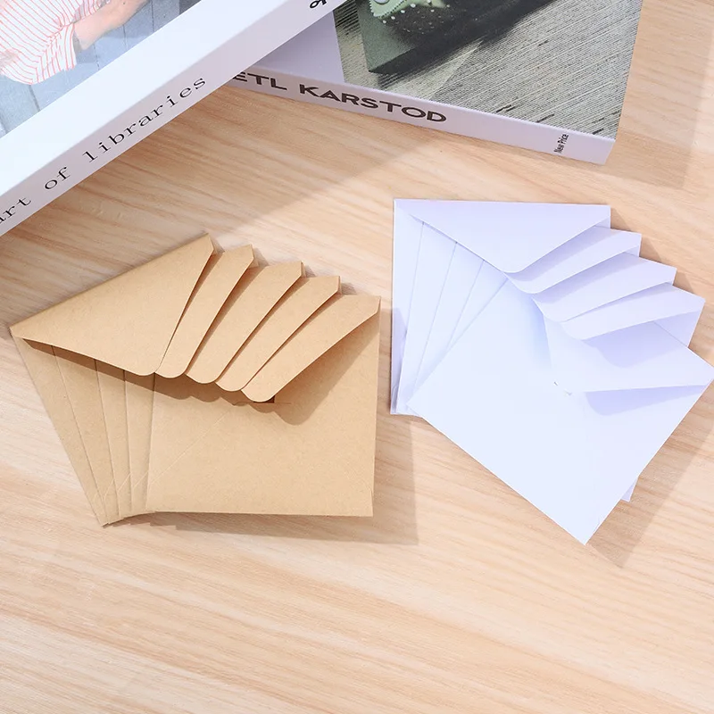 50pcs Kraft Paper Envelopes 120g Paper 10x10cm 16x16cm Wedding Invitations Supplie Postcard Giftbox Packaging Storage Stationery