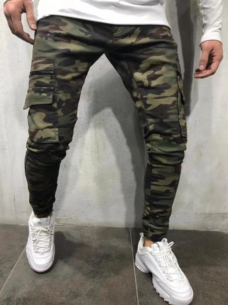 Men's Jeans Multi Pocket Stretch Army Outdoor Camouflage Joggers Casual Denim Trousers Slim Fit Cargo Pencil Pants For Man Cloth