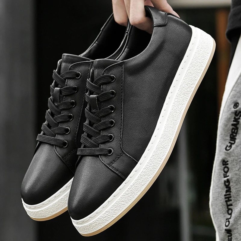 Chaussures de skate en cuir véritable – baskets casual homme_voghion.com