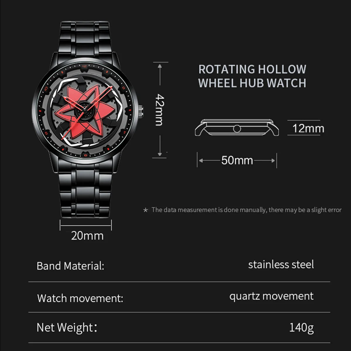 Brand Men Watch Creative Spinning Racing Series Clock Stainless Steel Sports Quartz Movement Waterproof Watch For Men_voghion.com