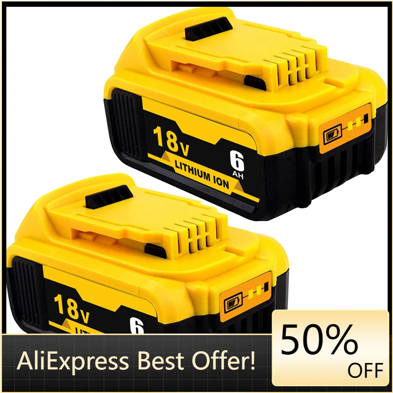 

6.0Ah 18V Replacement for Dewalt 20V MAX Power Tools DCB180 DCB185 DCB184 DCB200 DCB203 DCB181 Rechargeable Lithium-ion Battery