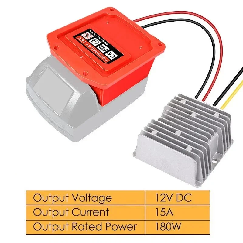 DC 18V to 12V 15A 180W Step Down Voltage Converter For Milwaukee Battery Dock Power DIY Adapter Automatic Buck Boost Converter automatic water timer outdoor garden irrigation controller 1 outlet programmable hose faucet timer garden automatic watering device without battery yellow