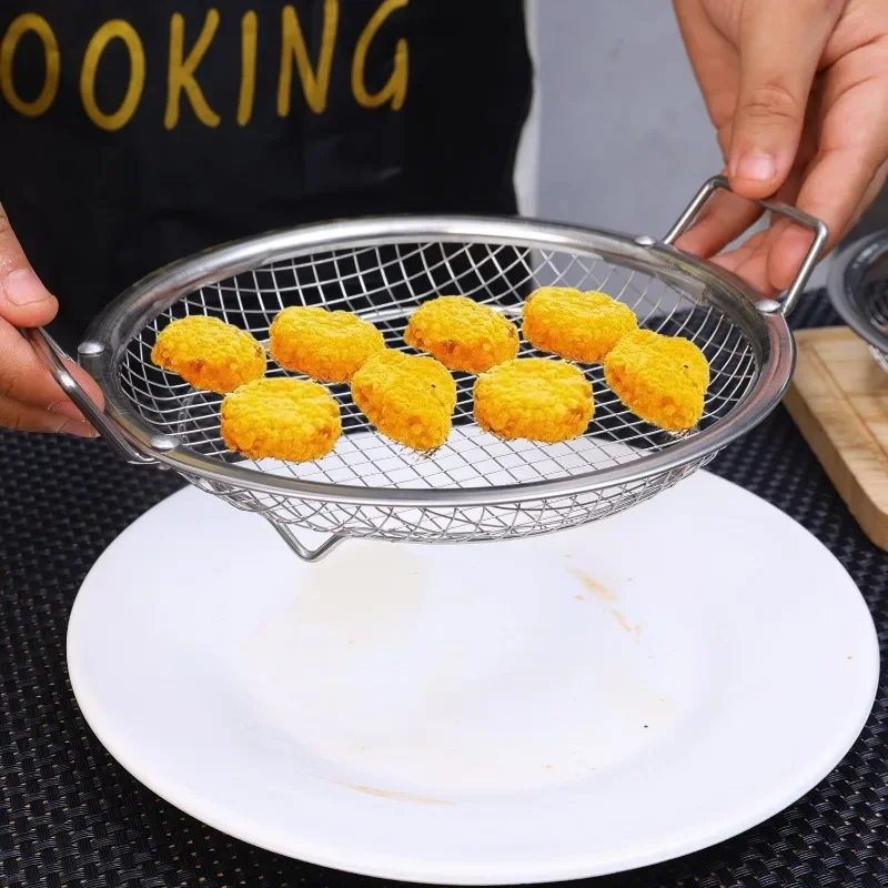 Red Para Freír En Acero Inoxidable - Juego De 3 Tamaños Con Mangos - Ideal Para Alitas, Papas Fritas Y Más