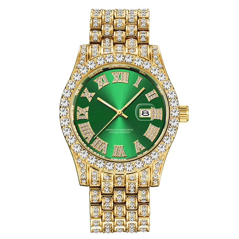 ساعة كوارتز للرجال مع سوار معدني ، هيب هوب ، ماس ،...