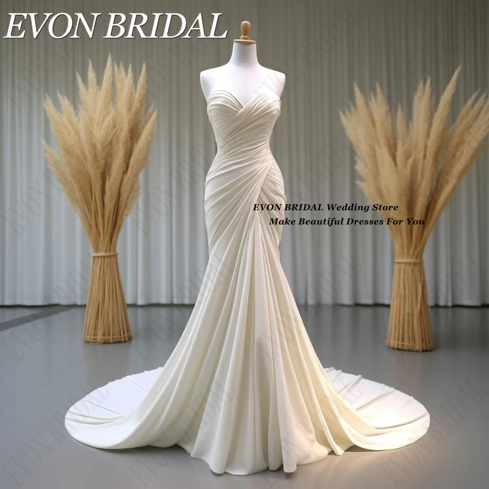 

EVON BRIDAL Mermaid Wedding Dresses 2024 Bride Soft Satin Pleat Bridal Party Gowns Sweetheart Backless 웨딩 스냅용 드레스 Custom Made