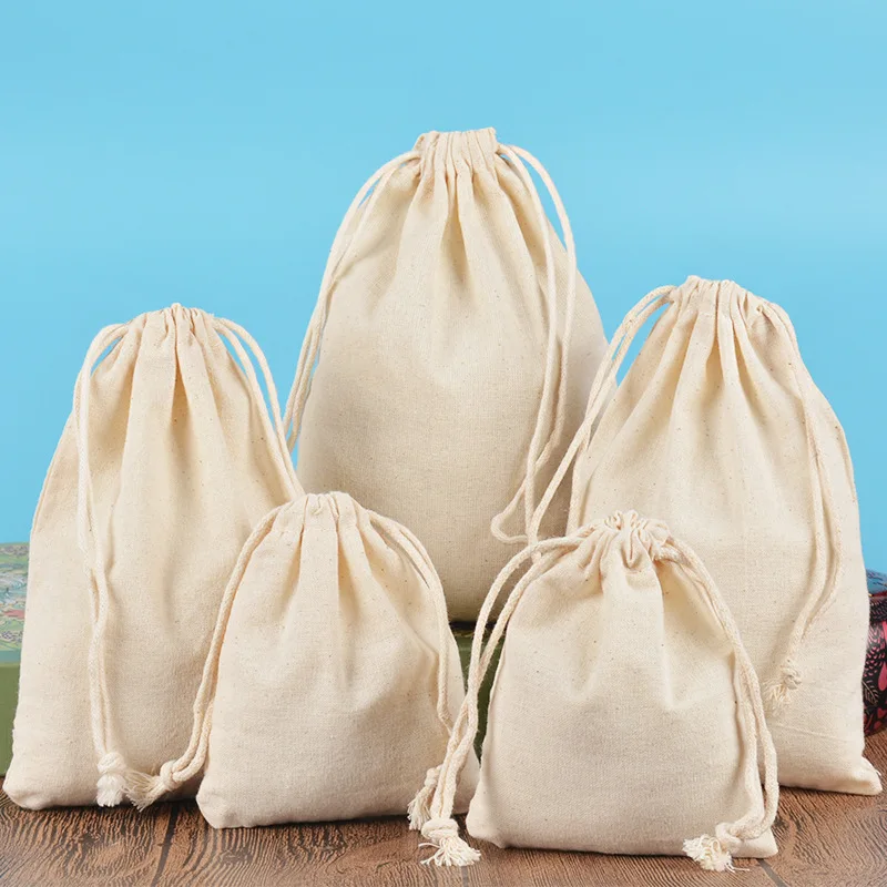 Packaging Cotton Drawstring Bags Wholesale StoBag 50/20/10pcs