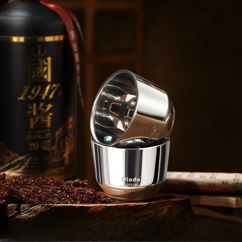 316 Stainless Steel Wine Cup Household Liquor Special High Appearance Level Small Beer Cup Outdoor Thickening Fall Proof Teacup