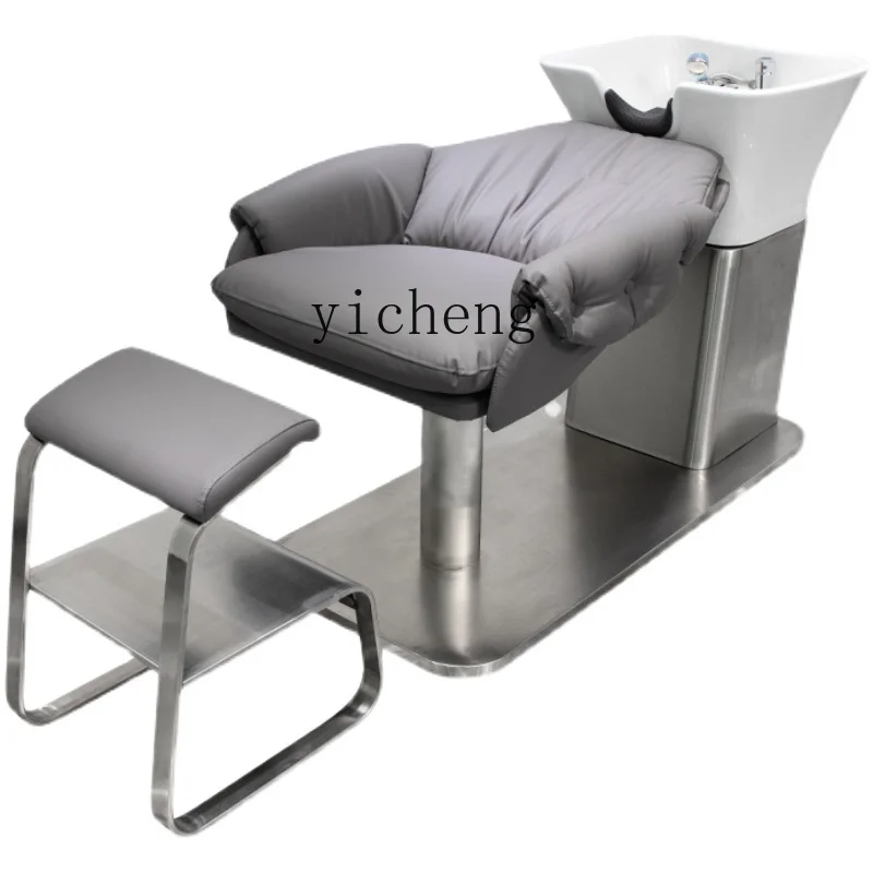 

Tqh Hair Salon Shampoo Chair Lying Half Stainless Steel Barber Shop for Hair Salon Flushing Bed