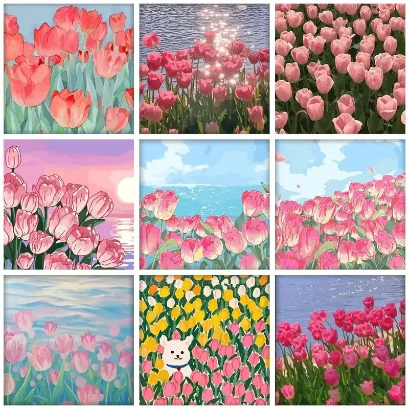 

50x50 cm Acrylic Painting By Numbers Handpainted Canvas Painting Flowers Number Painting For Adults DIY Gift Artwork Paint Kit