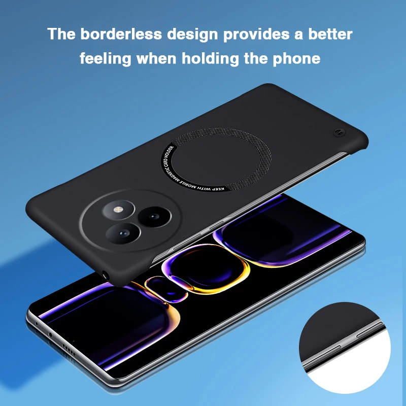 Frameless Magnetic Armor Phone Case - Hard PC, Thin Candy Back Cover, High Quality