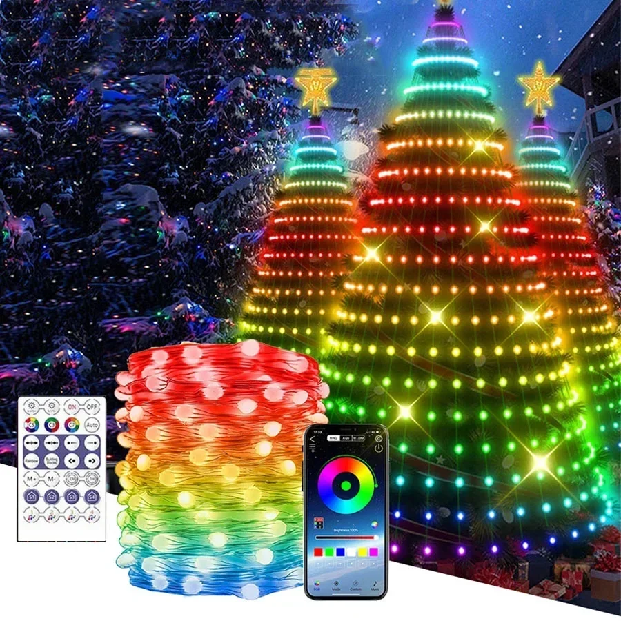 

10M Christmas RGB Smart String Lights Bluetooth APP Control LED Fairy Tree Light Garland For Bedroom Navidad Christma Home Decor